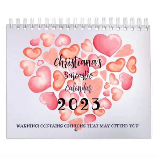 Sarcastic Affirmations Wall Calendar Feel Pink