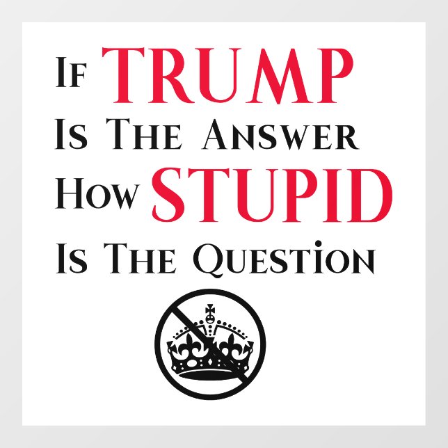 Sarcastic Anti Trump Protest Statement  Window Cling (Sheet)