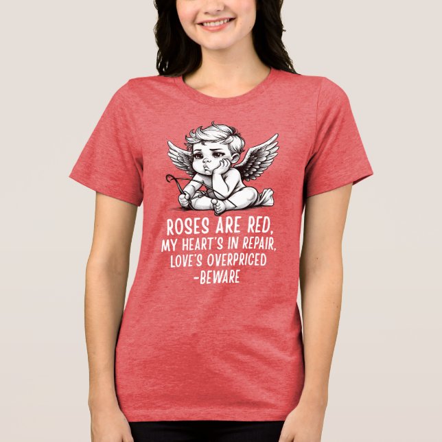 Sarcastic Anti-Valentine Cupid T-Shirt Tri-Blend Shirt (Front)