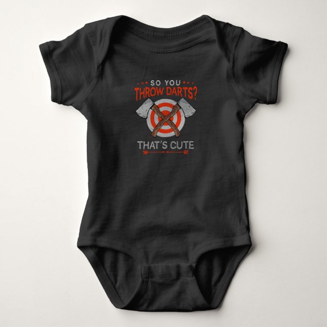 Sarcastic Axe Thrower Darts Woodworking Lumberjack Baby Bodysuit (Front)