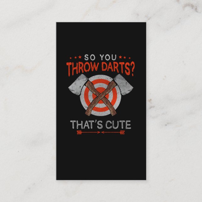 Sarcastic Axe Thrower Darts Woodworking Lumberjack Business Card (Front)