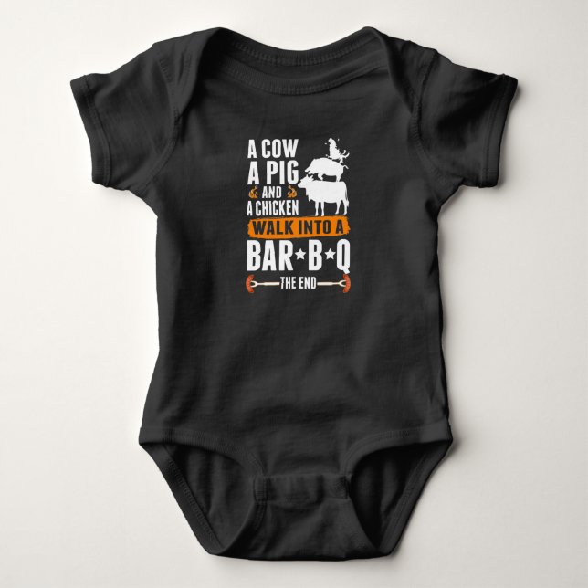 Sarcastic Barbecue Humor Meat Lover Grilling Funny Baby Bodysuit (Front)