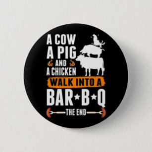 Funny Barbecue Grill Gifts Grilling Tee BBQ Master Chef - A Cow A Pig And A  Chicken Bbq Lovers - Pillow