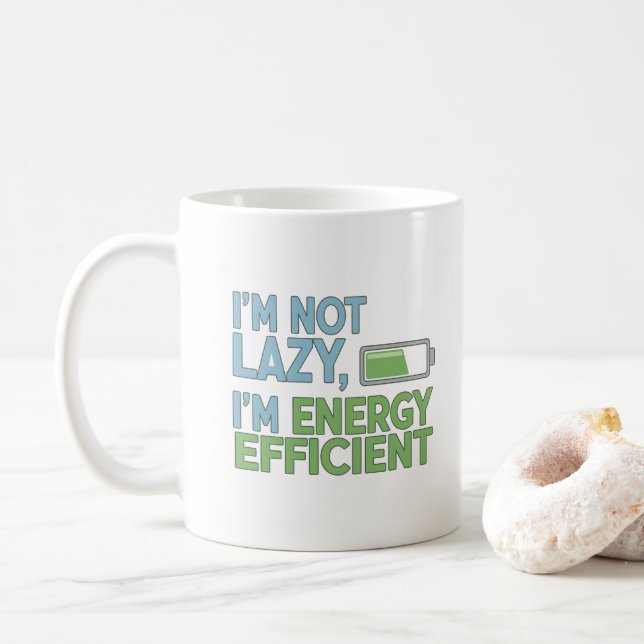 Sarcastic Battery Life Quote Energy Efficient Coffee Mug (With Donut)