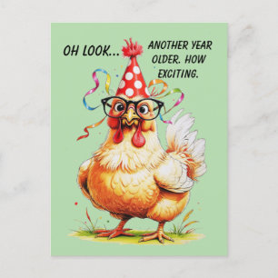 Sarcastic Birthday Humor with Judgy Chicken Postcard