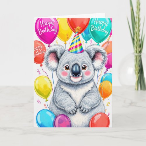 Sarcastic Birthday Koala with Colorful Balloons