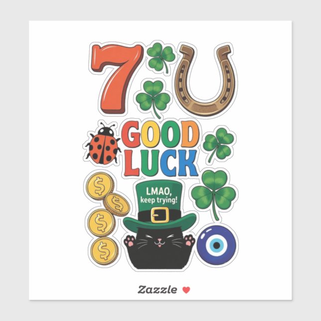 Sarcastic black cat  and Lucky charms Sticker (Sheet)