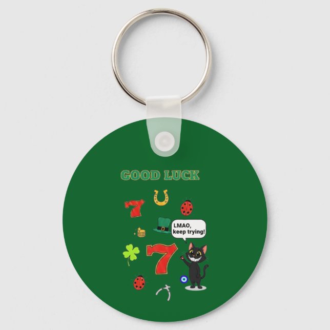 Sarcastic black cat &Lucky charms Keychain (Front)