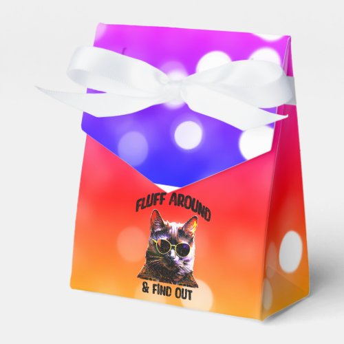 Sarcastic Black Cat Pop Art  Fluff Around And Fin Favor Boxes