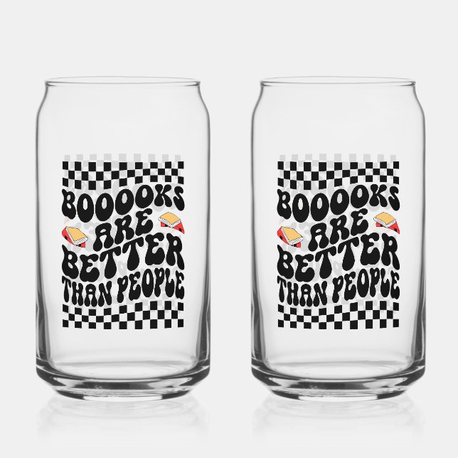 Sarcastic Book Lover "Books Are Better Than People Can Glass (Front)