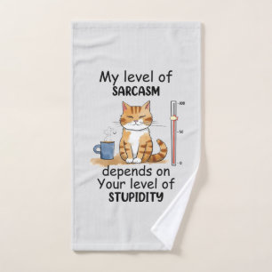 Sarcastic Cat – Funny Orange Art Bath Towel Set