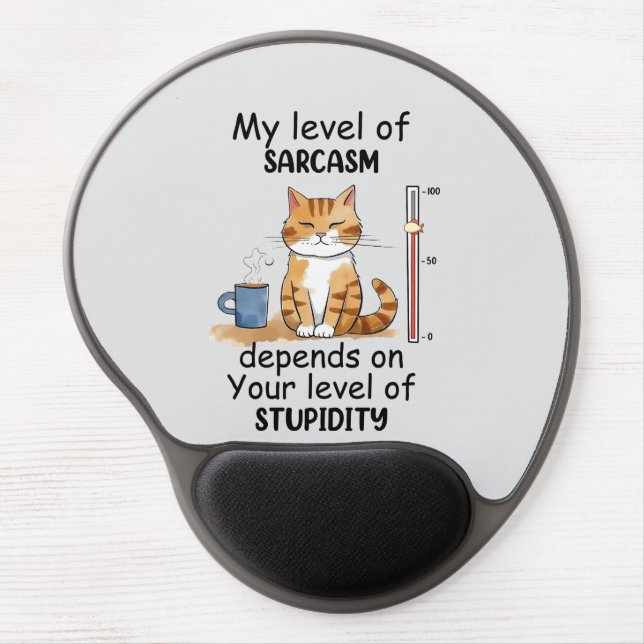 Sarcastic Cat – Funny Orange Art Gel Mouse Pad (Front)