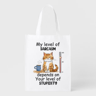 Sarcastic Cat – Funny Orange Art Grocery Bag