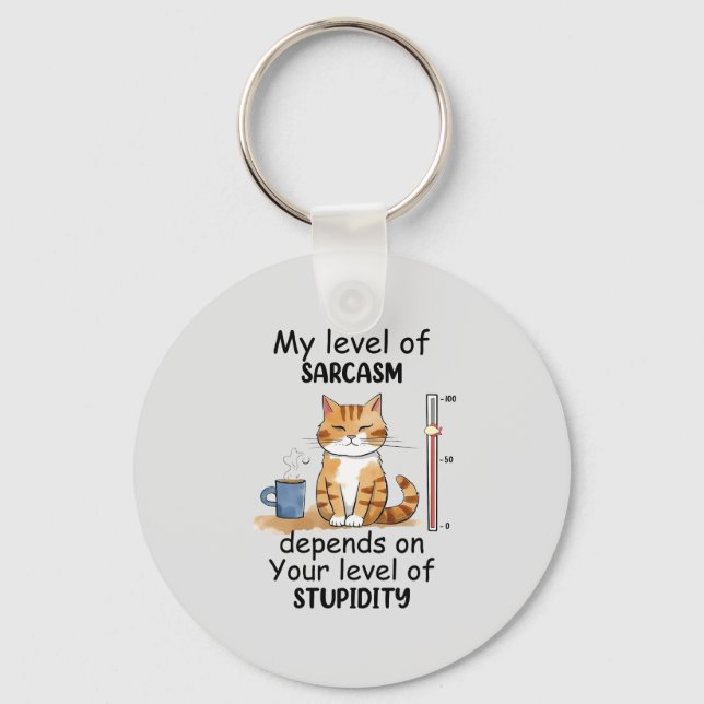 Sarcastic Cat – Funny Orange Art Keychain (Front)