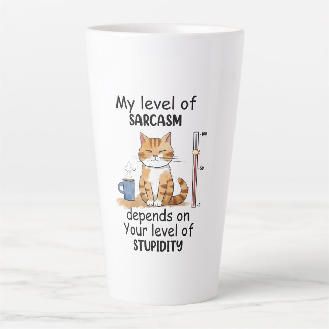 Sarcastic Cat – Funny Orange Art Latte Mug (Front)