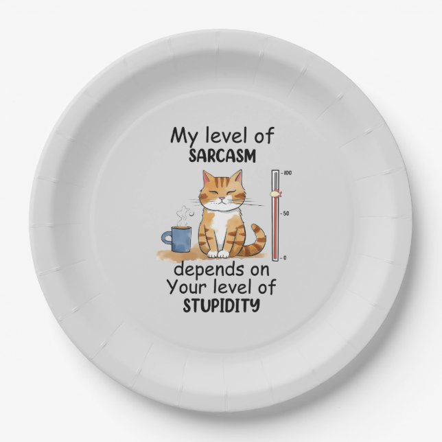 Sarcastic Cat – Funny Orange Art Paper Plates (Front)