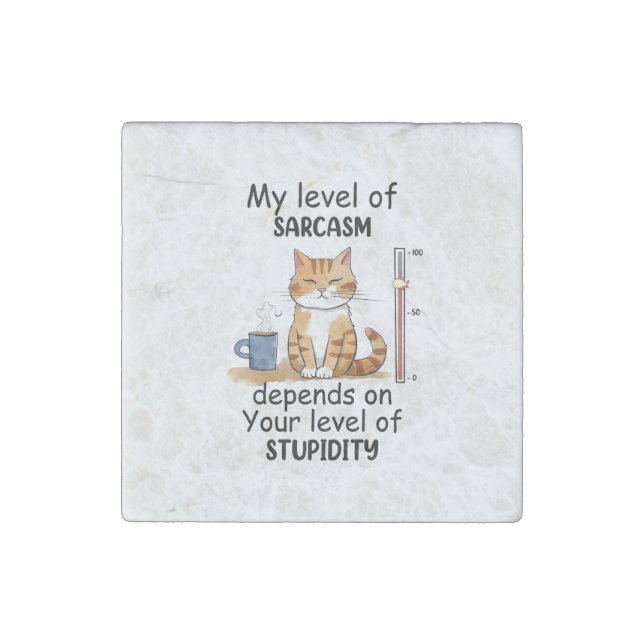 Sarcastic Cat – Funny Orange Art Stone Magnet (Front)