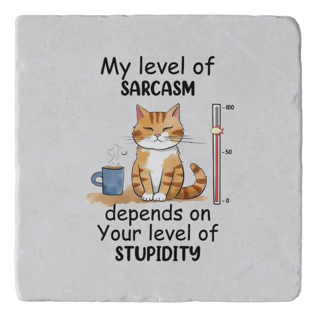 Sarcastic Cat – Funny Orange Art Trivet (Front)