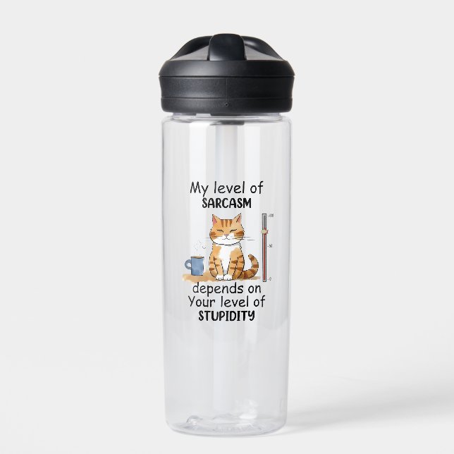 Sarcastic Cat – Funny Orange Art Water Bottle (Front)