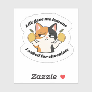 Sarcastic Cat Sticker – Life Gave Me Lemons I Aske