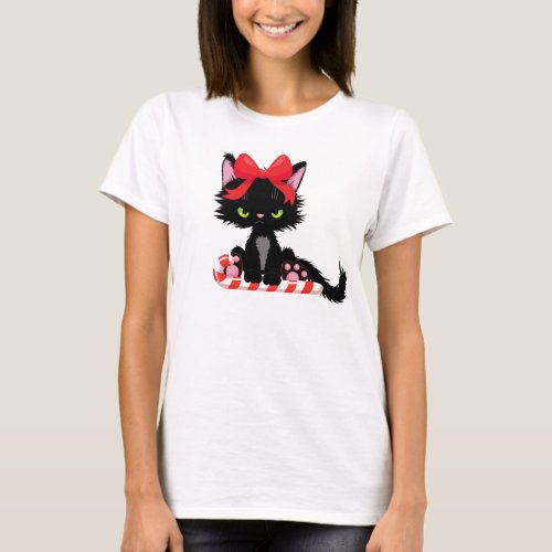 Sarcastic Christmas Black Cat FunnyHumorous Holida T_Shirt