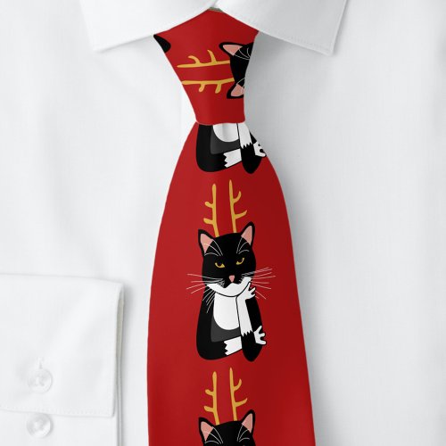 Sarcastic Christmas Cat Neck Tie