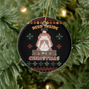 Sarcastic Christmas Dog - Ugly Sweater Inspired Ceramic Ornament