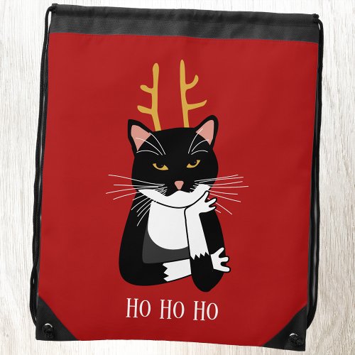 Sarcastic Christmas Kitty Cat Drawstring Bag