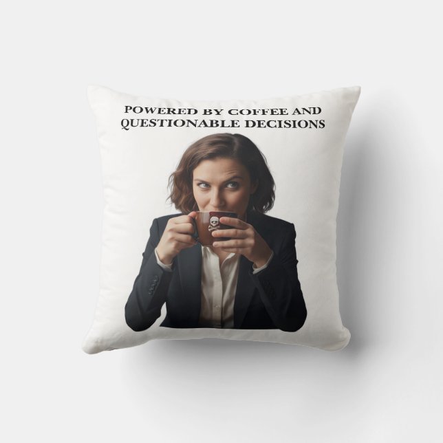 Sarcastic Coffee Throw Pillow (Back)