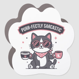 Sarcastic Cool Cat Bandana Coffee Lover Gift Car Magnet