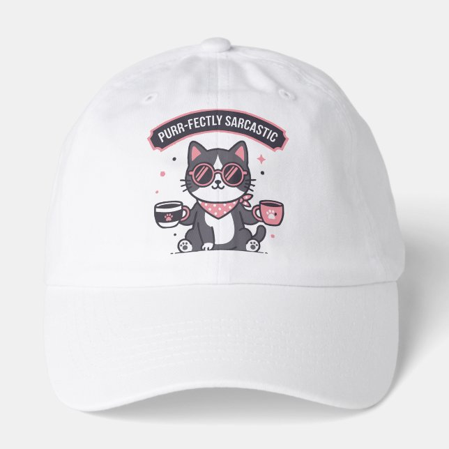 Sarcastic Cool Cat Bandana Coffee Lover Gift Hat (Front)