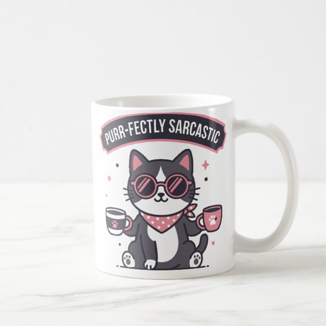 Sarcastic Cool Cat Bandana Coffee Lover Gift Mug (Right)