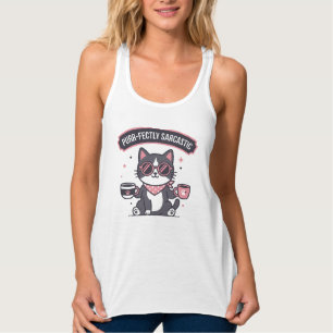 Sarcastic Cool Cat Bandana Coffee Lover Gift Tank Top