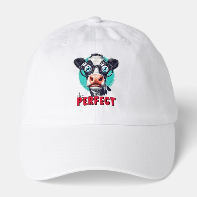 Sarcastic Cow Cartoon Baseball Truckers Hat  (Front)