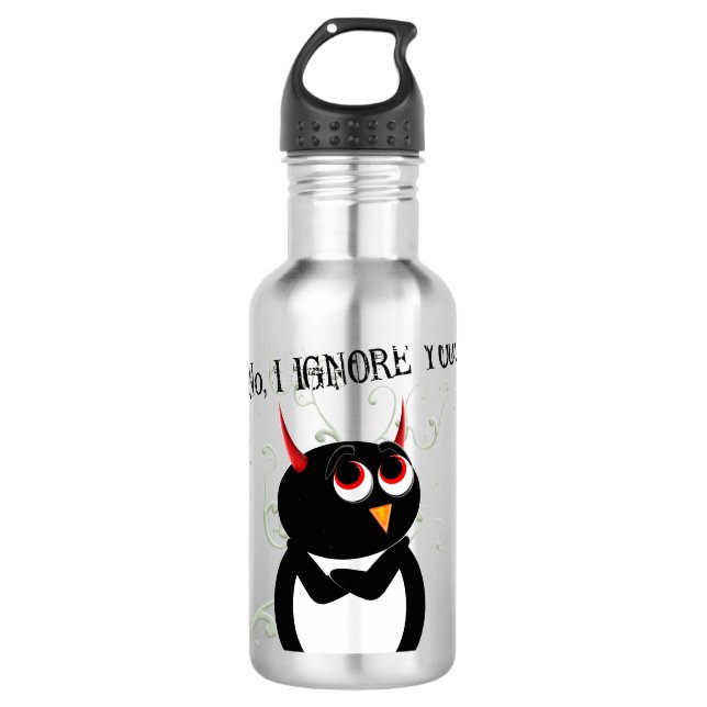 Sarcastic Evil Penguin Stainless Steel Water Bottle (Front)