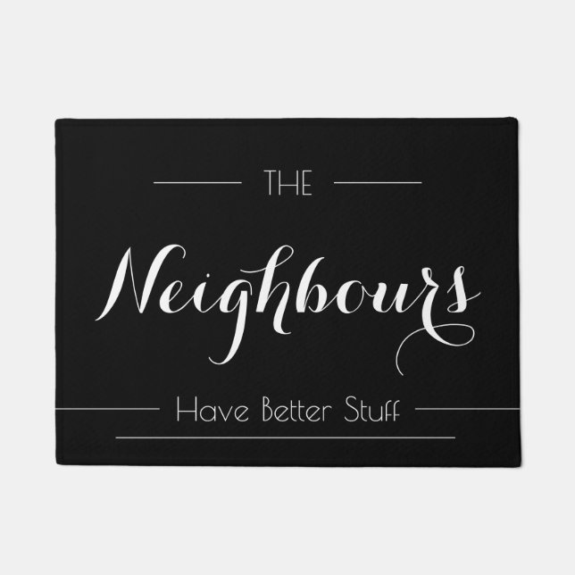 Sarcastic Family Black CALIGRAPHY Elegant Doormat (Front)