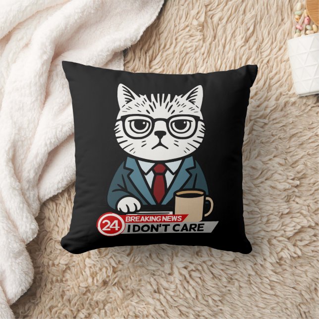 Sarcastic Funny Cat Office Humor Throw Pillow (Blanket)