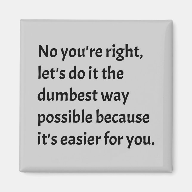 Sarcastic Funny Dumb Humor Magnet (Front)