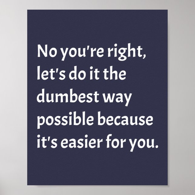 Sarcastic Funny Dumb Humor Poster (Front)