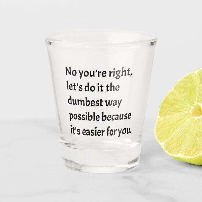 Sarcastic Funny Dumb Humor Shot Glass (Front)