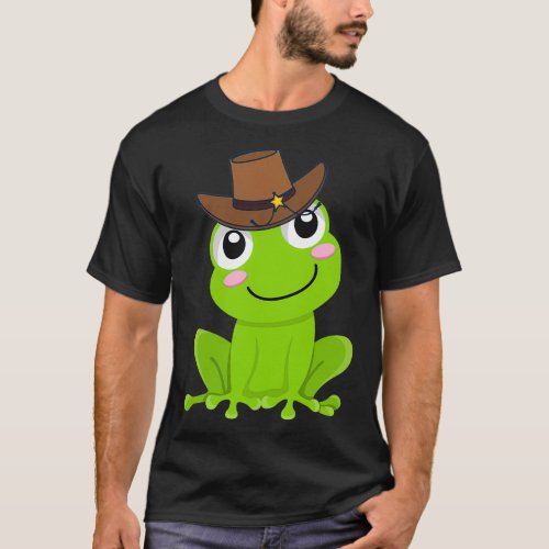 sarcastic funny frog with cowboy hat frog emojifor T_Shirt