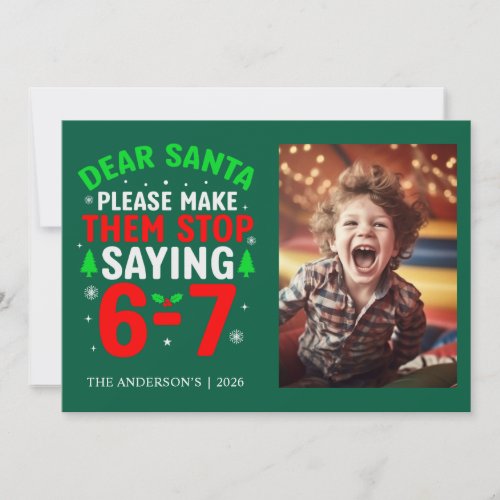 Sarcastic Funny Six Seven Christmas Holiday Card