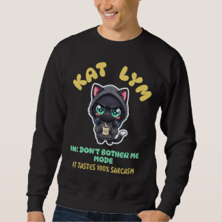 Sarcastic Gamer Cat in Hoodie holding Coffee
