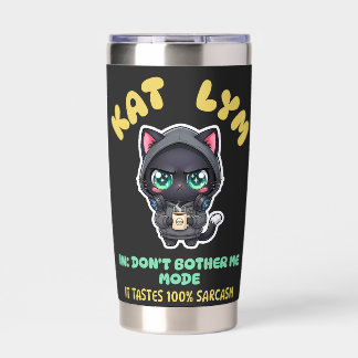 Sarcastic Gamer Cat in Hoodie holding Coffee Insulated Tumbler
