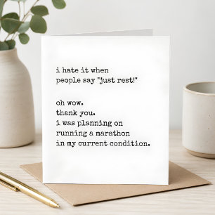 Sarcastic Get Well Card Marathon Runner Humor