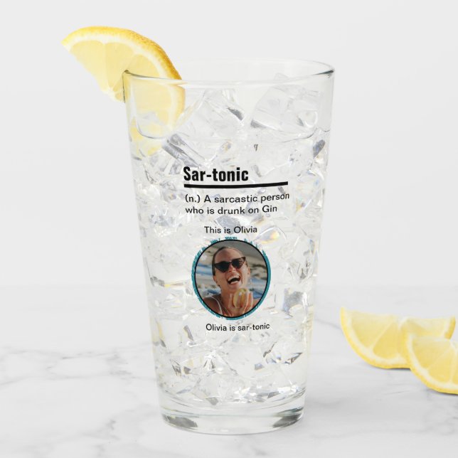 Sarcastic Gin Lover Photo and Name Glass (Front Ice)