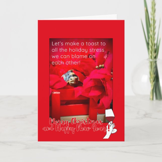 Sarcastic Holiday stress and WINE Christmas quote Card (Front)