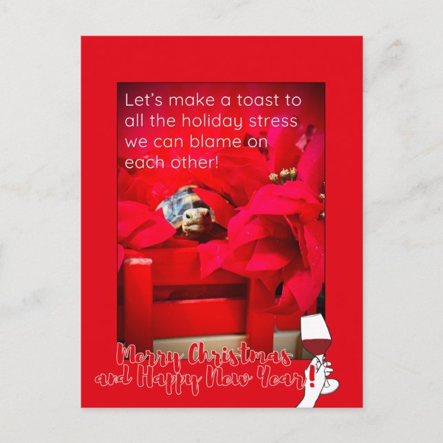 Sarcastic Holiday stress and WINE Christmas quote Postcard (Front)