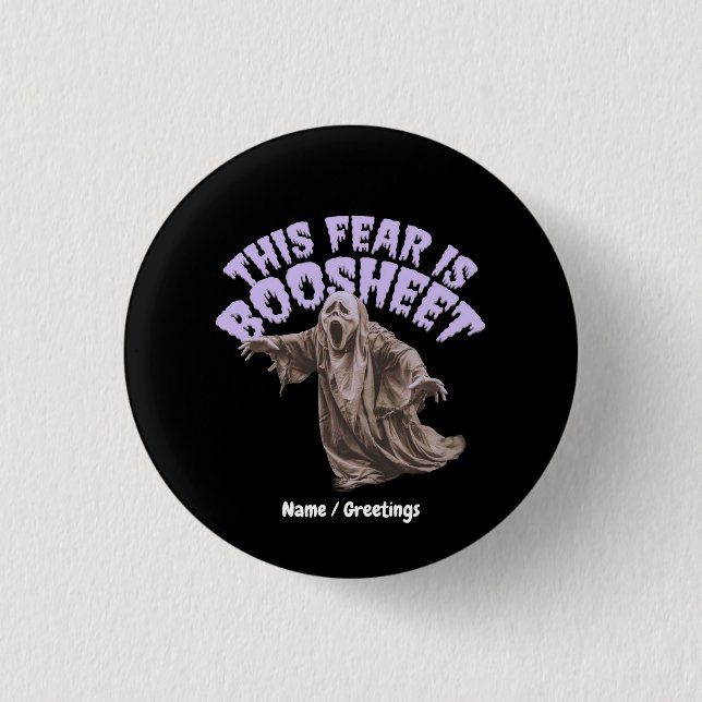 Sarcastic Horror Ghost Slang Pun Graphic Button (Front)