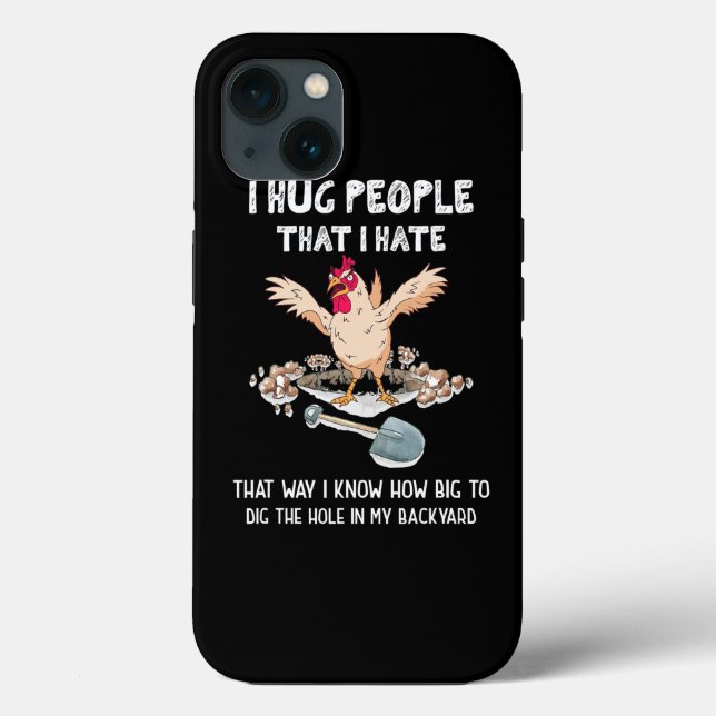 Sarcastic Introvert Crazy Chicken I Hug People Tha Case-Mate iPhone Case (Back)